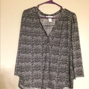 H&M Blouse Side Small Black and White